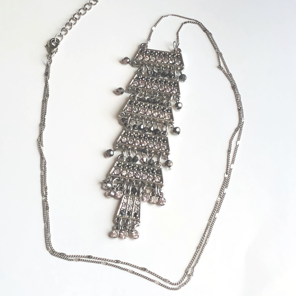Long silver Necklace.💛👀💛